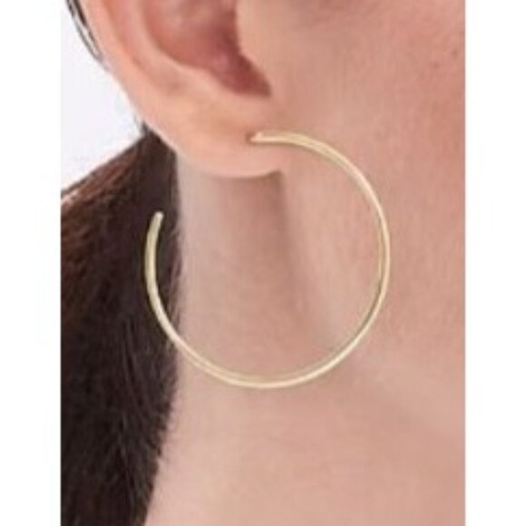 J.Crew Factory Gold Simple Hoop Earrings Thin Lightweight Classic Minimal BB988 - Picture 4 of 5